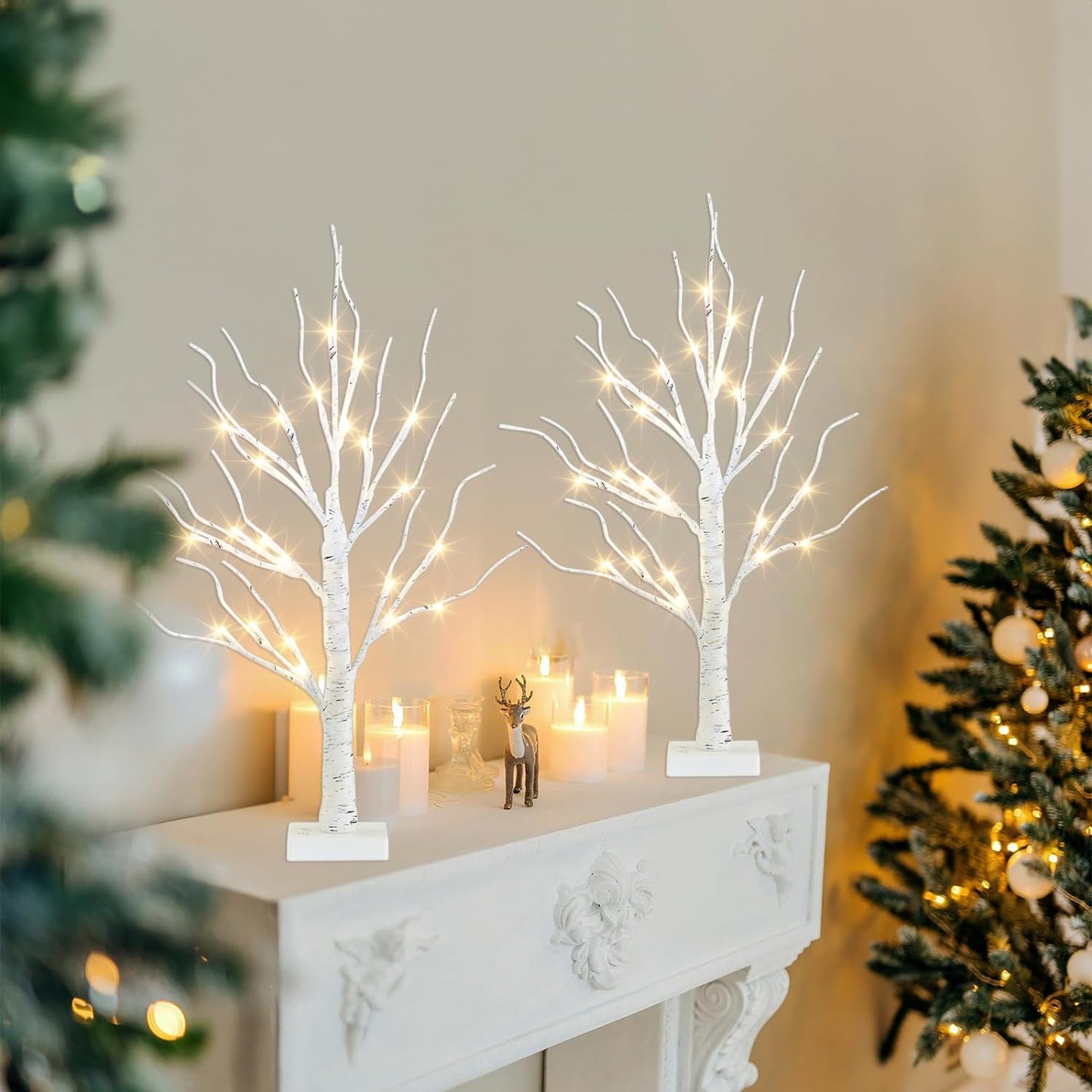 Christmas Decorations Indoor, 2 FT Birch Tree with LED Lights, Fairy Light Spirit Tree for Christmas Decor