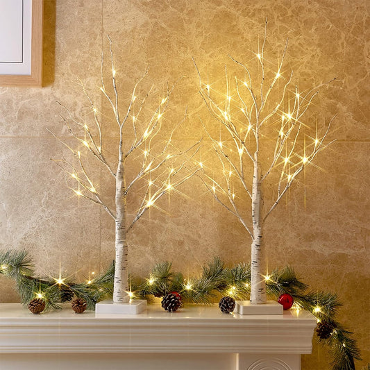 Christmas Decorations Indoor, 2 FT Birch Tree with LED Lights, Fairy Light Spirit Tree for Christmas Decor